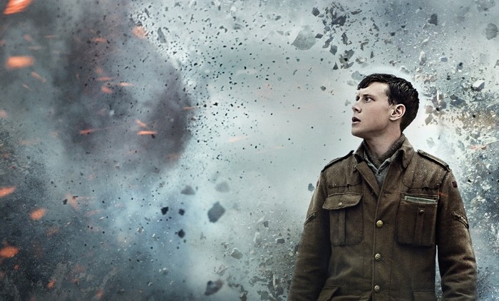 Image promoting 1917 shows George MacKay against a battlefield