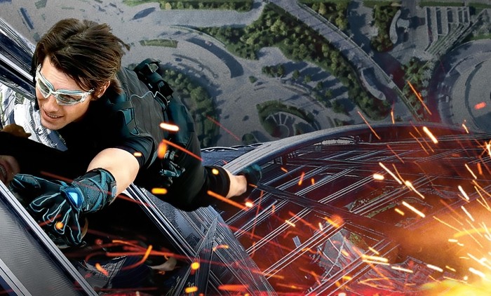 Image shows Tom Cruise in Mission Impossible Ghost Protocol
