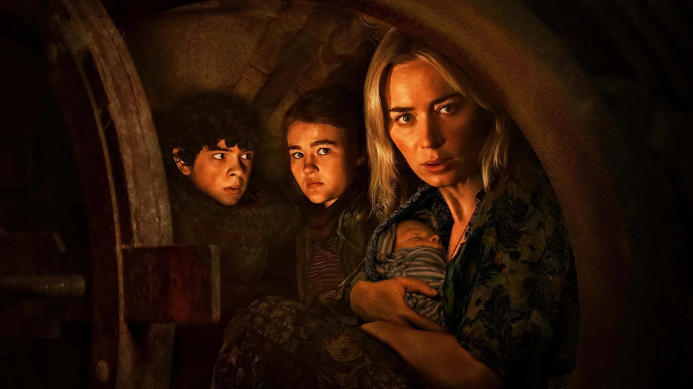 Emily Blunt, Millicent Simmonds and Noah Jupe in A Quiet Place Part II