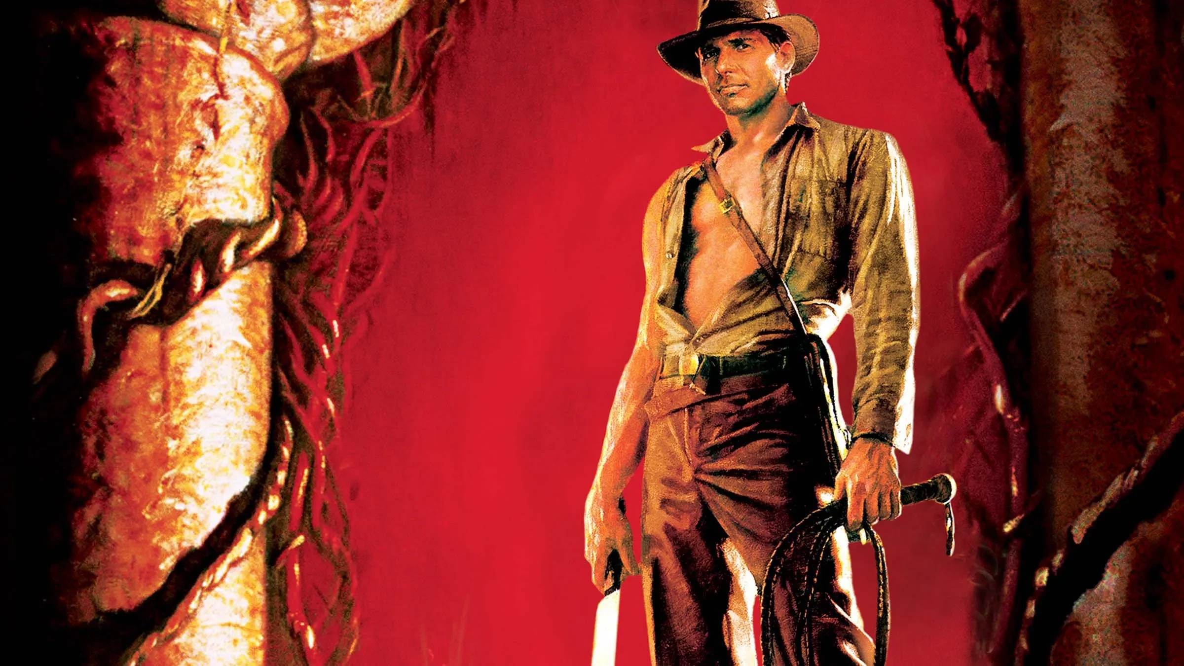 Indiana Jones and the Temple of Doom key art shows Harrison Ford as Indiana Jones