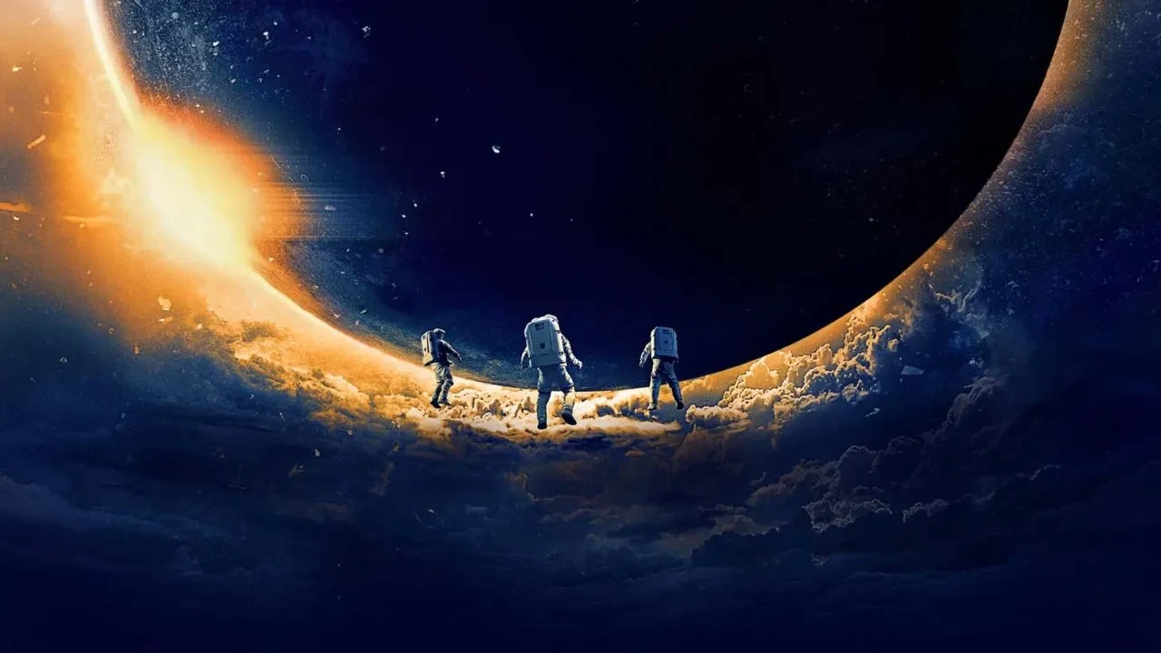 Key art for Moonfall shows astronauts walking on the moon