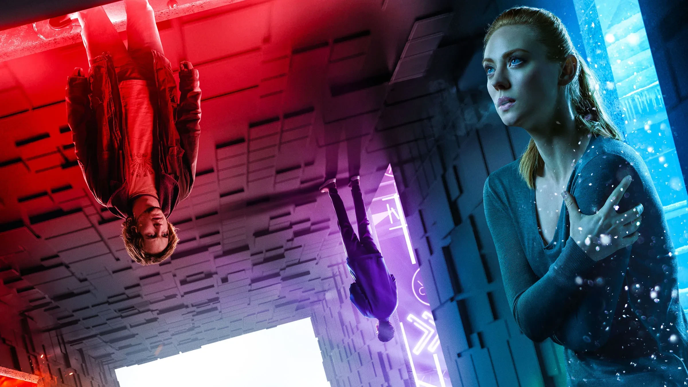 Promotional image for the 2019 psychological thriller Escape Room, featuring Deborah Ann Woll and Logan Miller