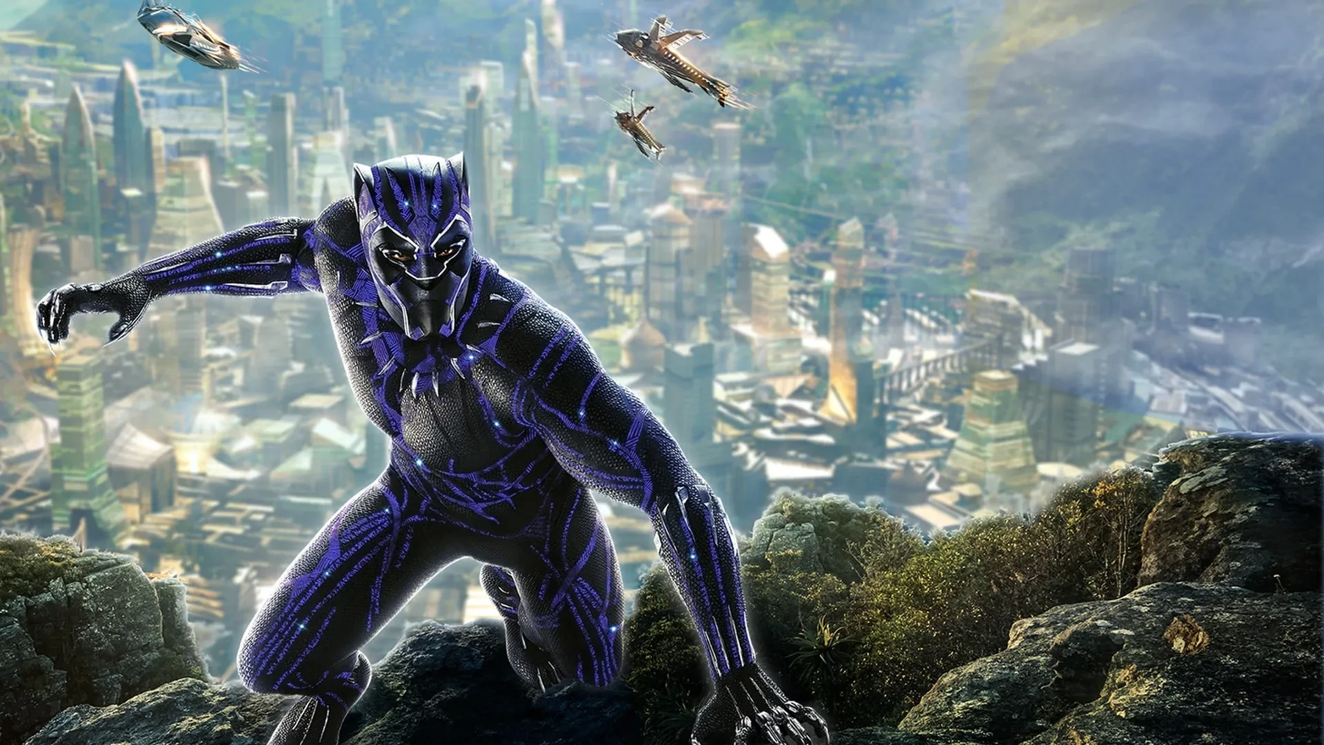 Promotional image for Black Panther (2018) shows Michael B. Jordan as T'Challa